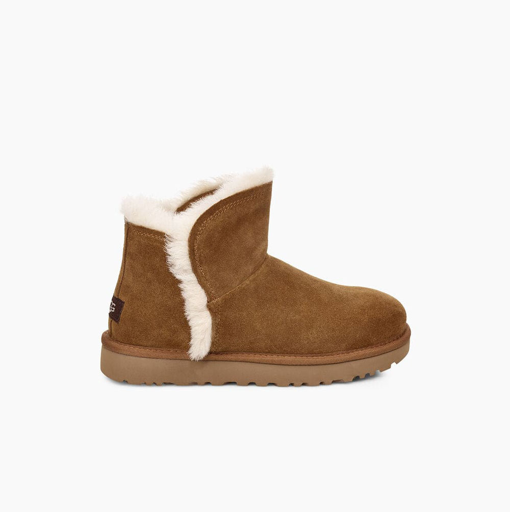 UGG Classic Mini Fluff High-Low Brown Boots for Women (WCXL45839)